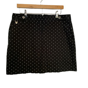 Liz Claiborne Skort 14 Black and White Polka Dot Cotton Spandex Stretch